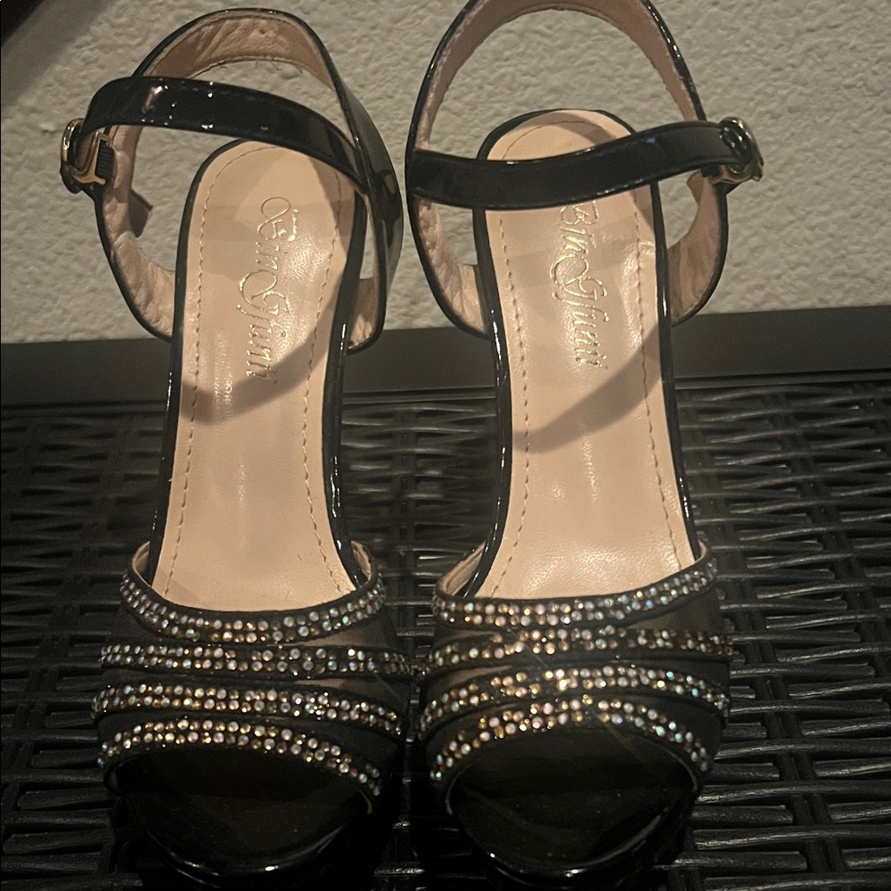 Chic Black Rhinestone Heels